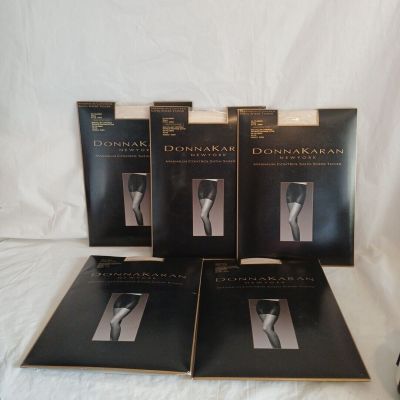 Lot Of 5 DONNA KARAN Maximum Control Satin Sheer Sz Small Dk Palomino Pantyhose